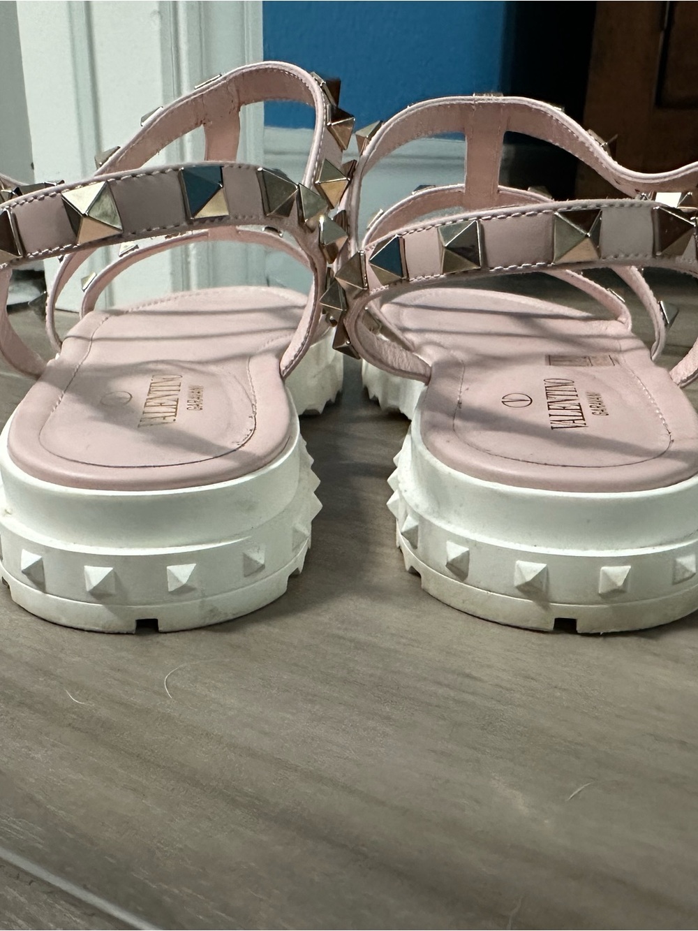 Valentino Garavani Blush Pink Rockstud Strappy Sandals - Picture 6 of 6